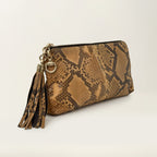 Sienna Tassel Python Clutch Brown