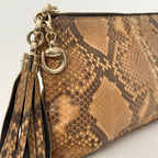 Sienna Tassel Python Clutch Brown