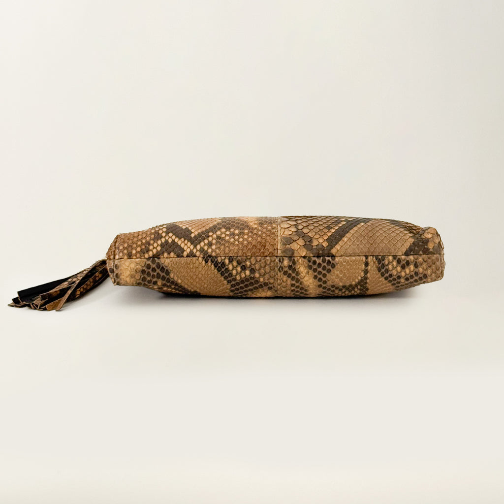 Sienna Tassel Python Clutch Brown