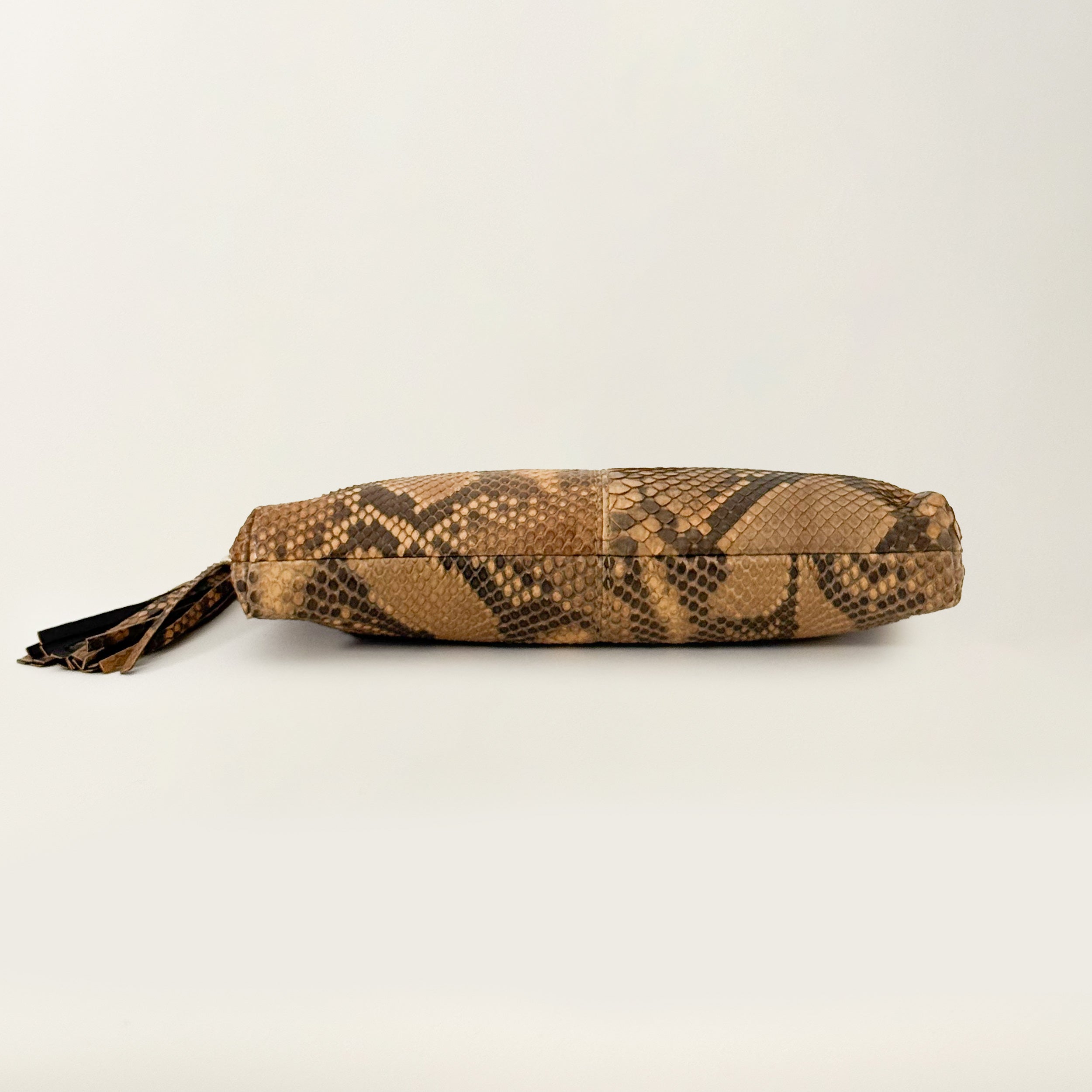 Sienna Tassel Python Clutch Brown