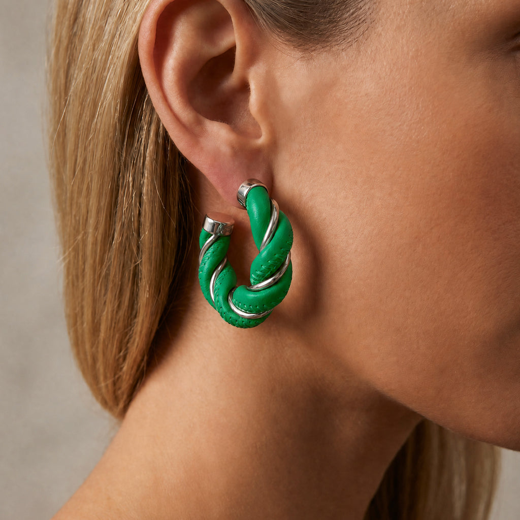 Twist Hoop Earrings Parakeet green
