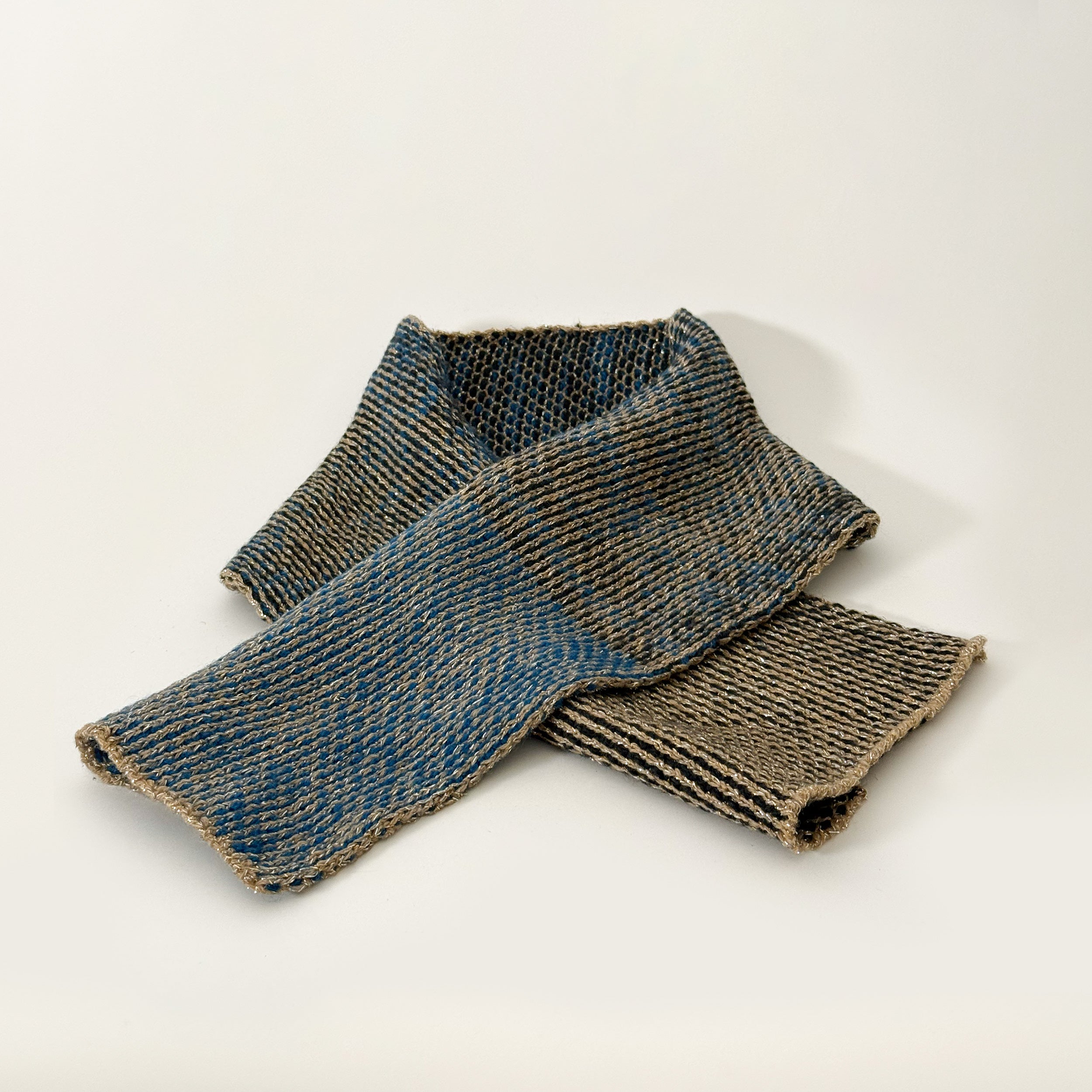 Wool Scarf Black Turquoise Gold