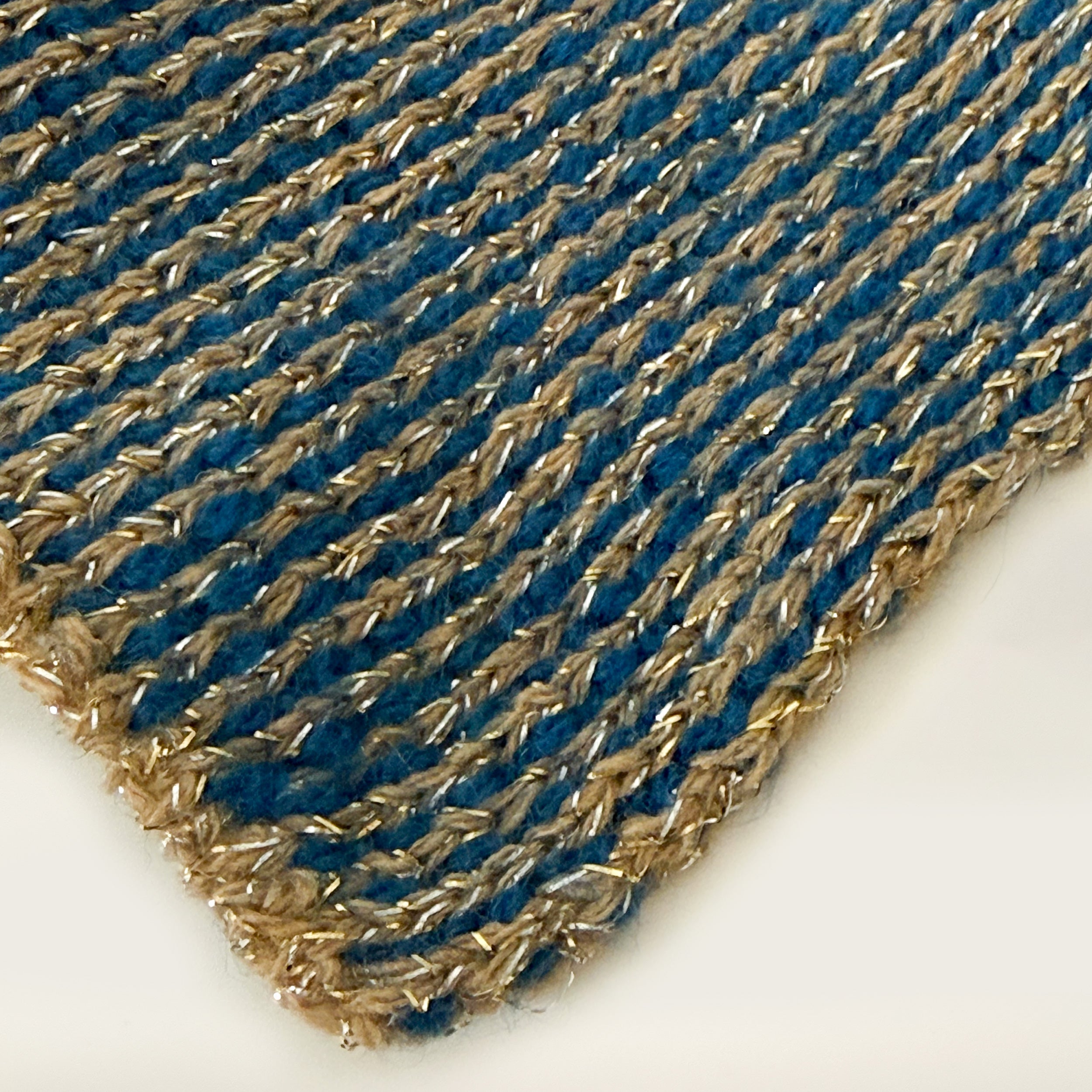 Wool Scarf Black Turquoise Gold