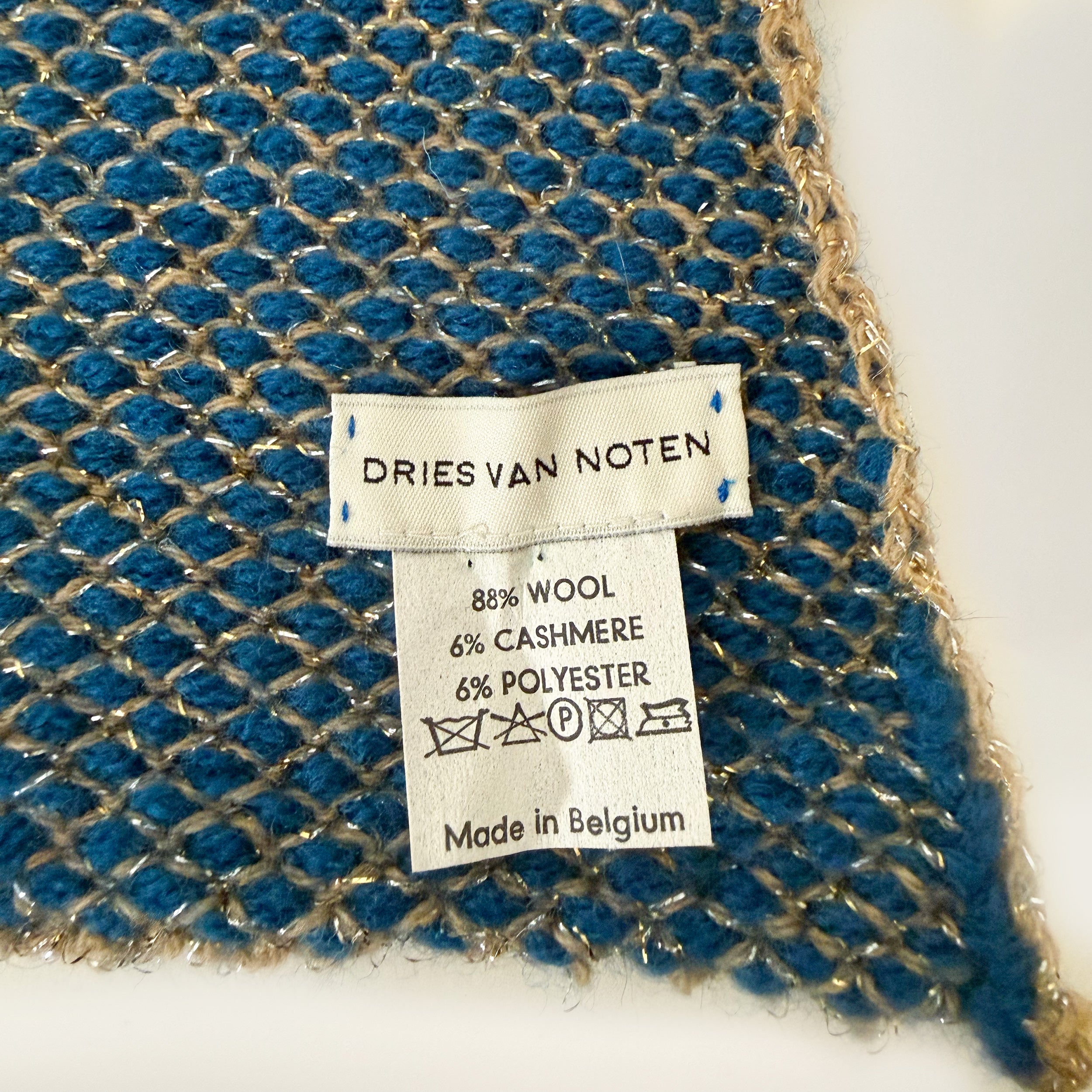 Wool Scarf Black Turquoise Gold